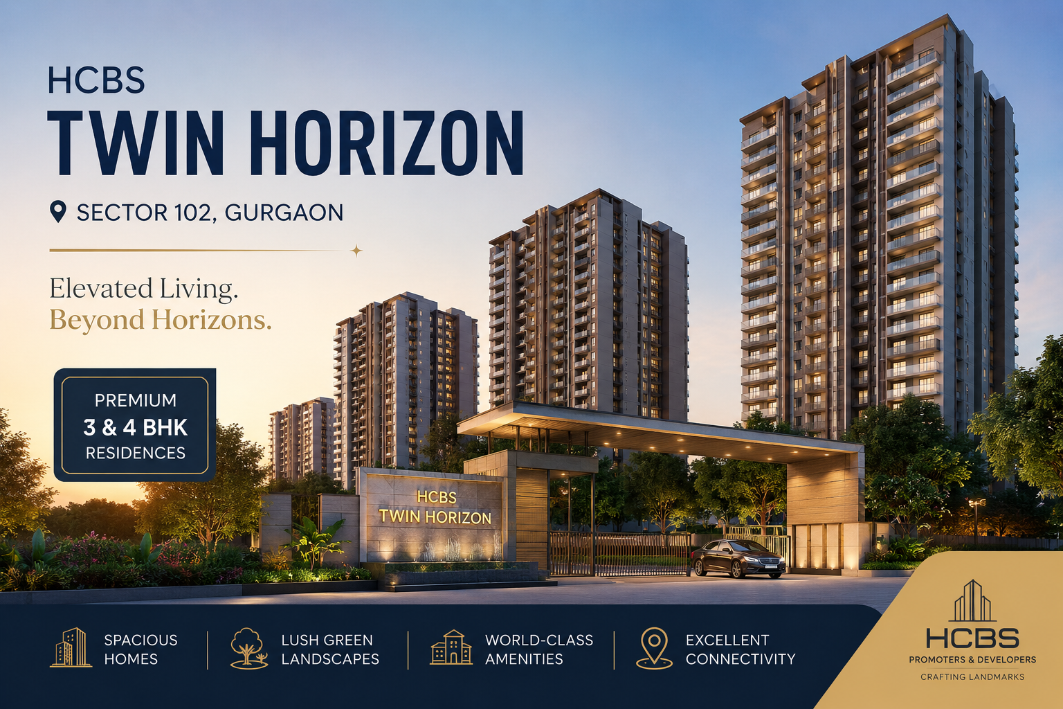 HCBS Twin Horizon Sector 102 Gurgaon – Premium 3 & 4 BHK Homes