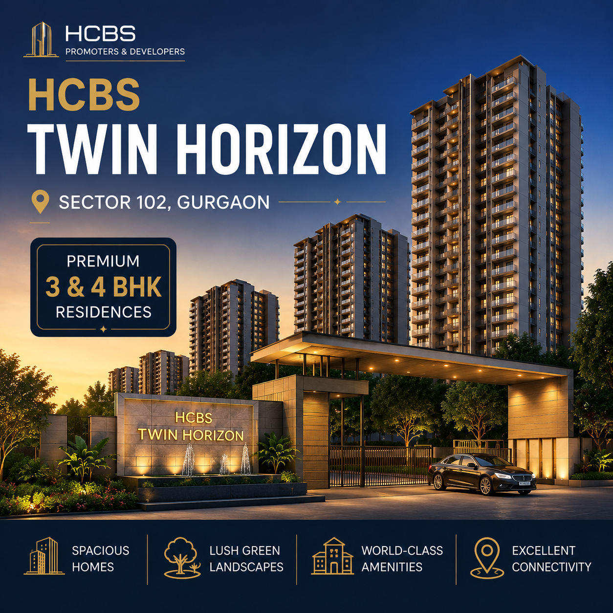 HCBS Twin Horizon Sector 102 Gurgaon – Premium 3 & 4 BHK Homes