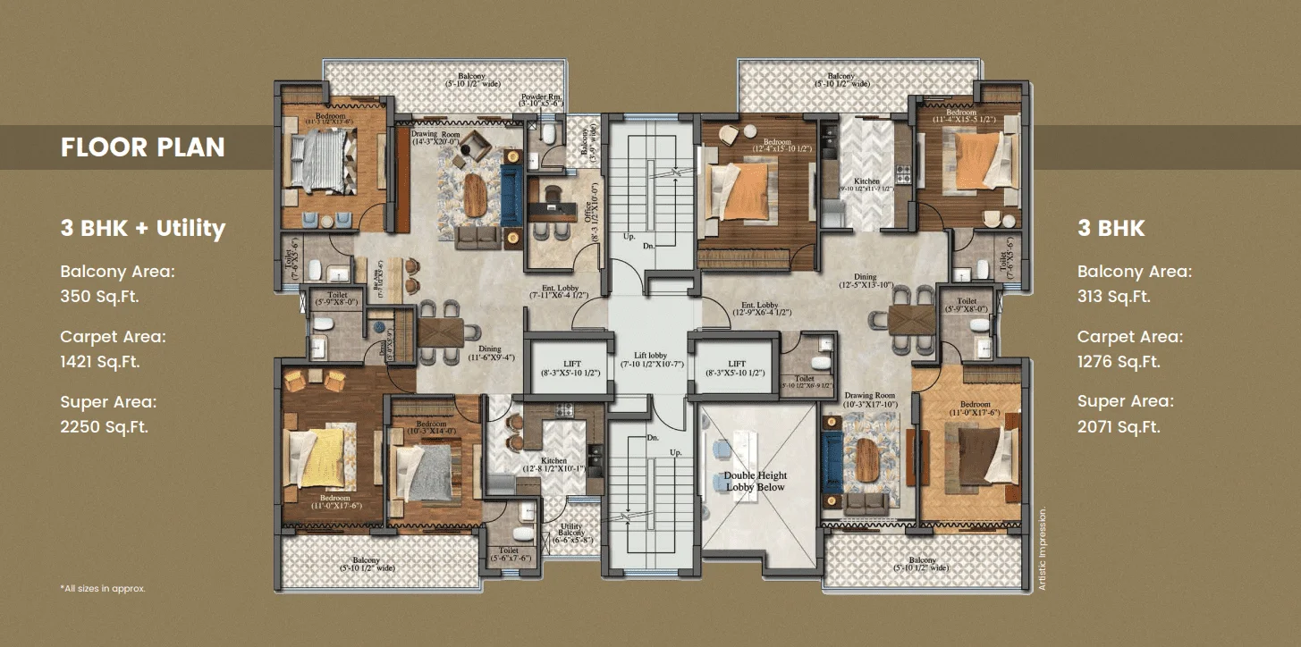 3 BHK + Utility