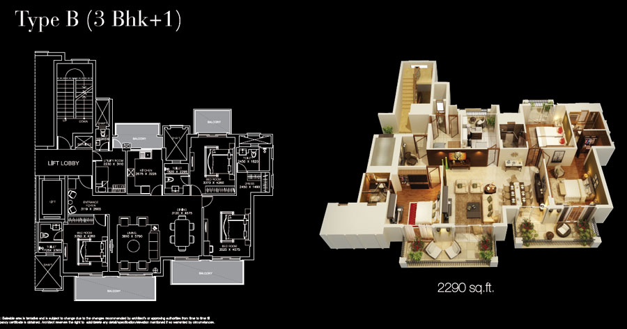 3 BHK - 2290 Sq.Ft.