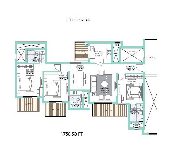 3 BHK - 1750 Sq.Ft.